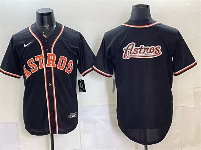 Men's Houston Astros Team Big Logo 2026 Fashion Replica Black Out Stitched Baseball Jersey