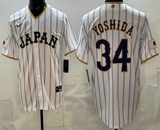 Men's Japan #34 Masataka Yoshida White 2026 World Baseball Classic Cool Base Jersey