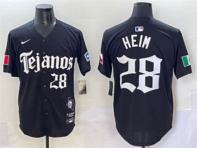 Men's Texas Rangers #28 Jonah Heim Black Gothic Mexico 2025 Vapor Premier Limited Stitched Baseball Jersey