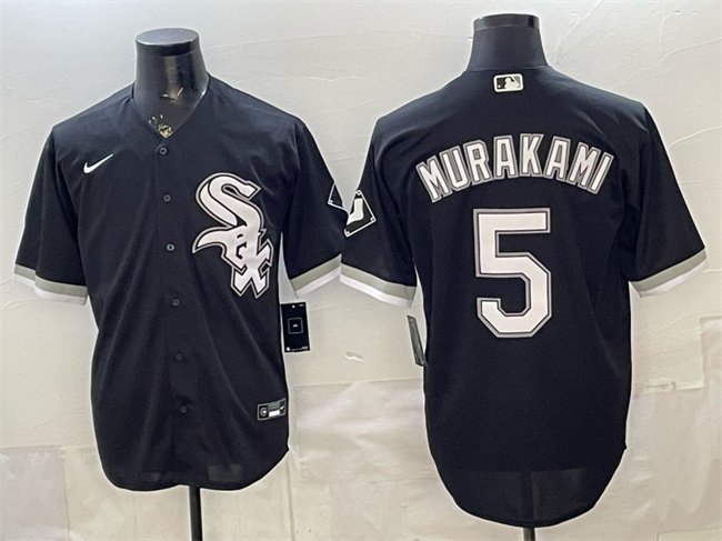 Men's Chicago White Sox #5 Munetaka Murakami Black Alternate Stitched Baseball Jersey