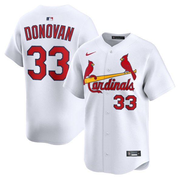Men's St. Louis Cardinals #33 Brendan Donovan White Home Limited Stitched Baseball Jersey