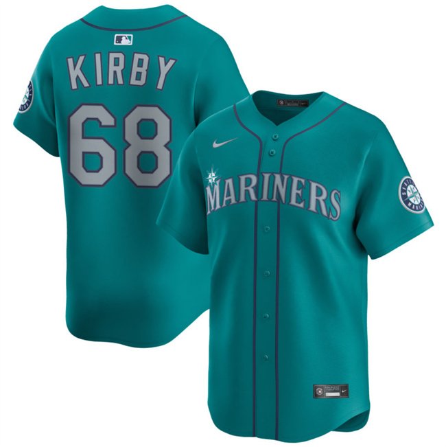 Men's Seattle Mariners #68 George Kirby Aqua Limited Stitched Baseball Jersey