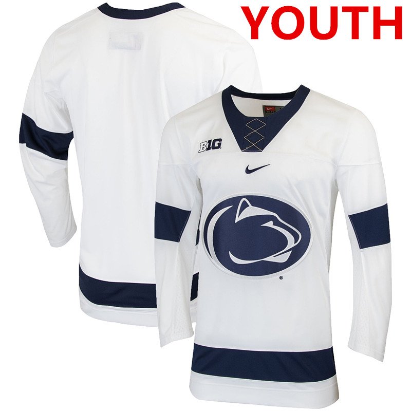 Youth Penn state nittany lions Blank White replica college hockey Nike jersey