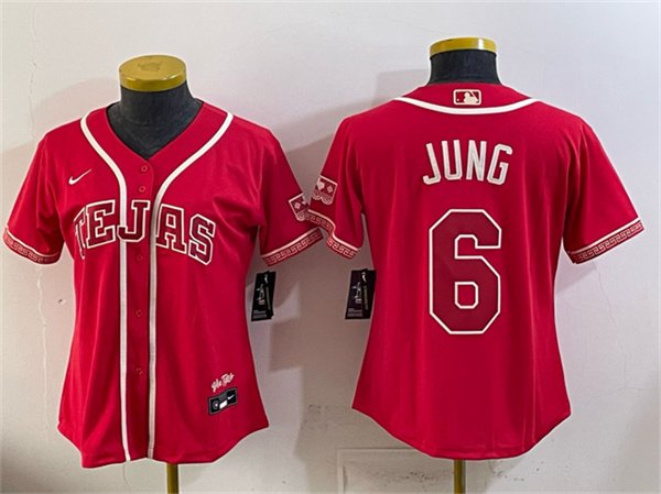 Women's Texas Rangers #6 Josh Jung Red 2026 City Connect Stadium Stitched Baseball Jersey(Run Small)