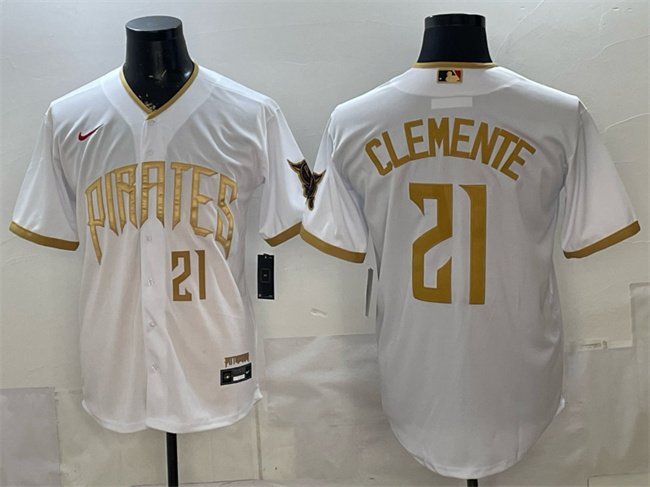 Men's Pittsburgh Pirates #21 Roberto Clemente White 2026 City Connect Stadium Stitched Baseball Jersey