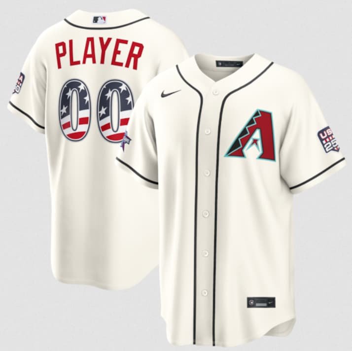 Men's Arizona Diamondbacks Active Player Custom Cream 2026 All-Star Edition Stars & Stripes & USA 250 Fourth of July Home Stadium Stitched Baseball Jersey