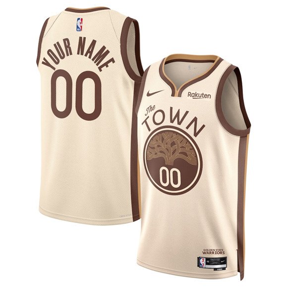 Men's Golden State Warriors Active Player Custom Tan 2025-26 City Edition Stitched Basketball Jersey