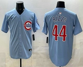 Men's Chicago Cubs #44 Anthony Rizzo Baby Blue Limited Jersey