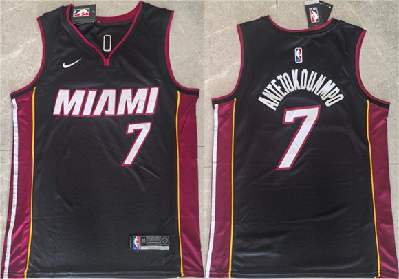 Men's Miami Heat #7 Giannis Antetokounmpo Black 2026 Icon Edition Swingman Stitched Basketball Jersey