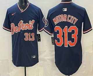 Men's Detroit Tigers #313 Motor City Navy 2026 Alternate Vapor Premier Limited Stitched Baseball Jersey