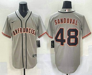 Men's San Francisco Giants #48 Pablo Sandoval Grey Cool Base Stitched Jersey
