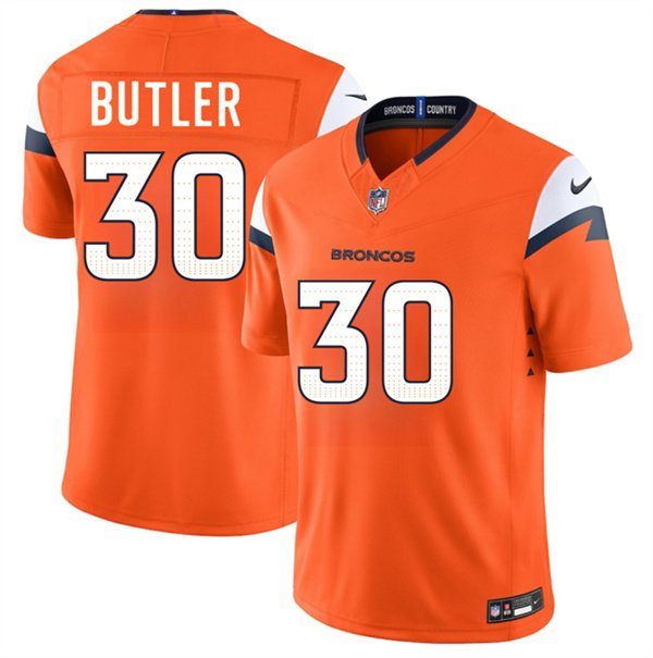 Men's Denver Broncos #30 Hakeem Butler Orange 2026 F.U.S.E. Vapor Limited Football Stitched Jersey