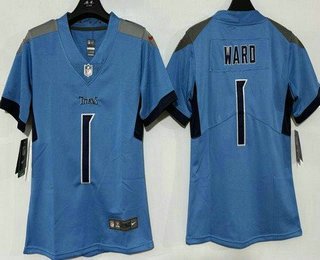 Women's Tennessee Titans #1 Cameron Ward Limited Blue Vapor Jersey