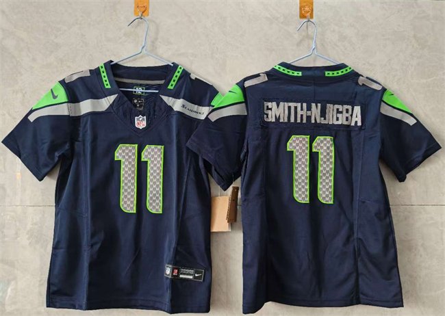 Women's Seattle Seahawks #11 Jaxon Smith-Njigba Navy 2025 Vapor Limited Stitched Football Jersey(Run Small)