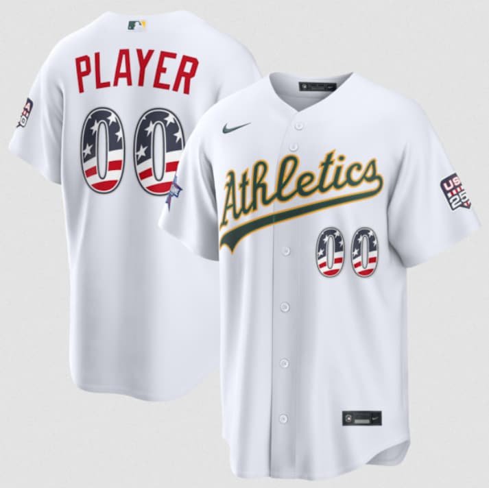Men's Oakland Athletics Active Player Custom ACTIVE PLAYER Custom White 2026 All-Star Edition Stars & Stripes & USA 250 Fourth of July Home Stadium Stitched Baseball Jersey
