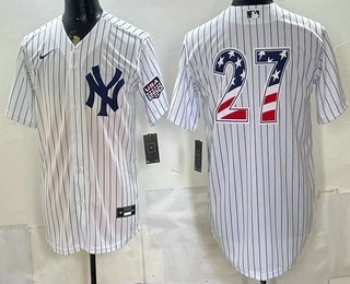 Men's New York Yankees #27 Giancarlo Stanton White 2026 USA 250 Fourth of July Home Stadium Stitched Jersey