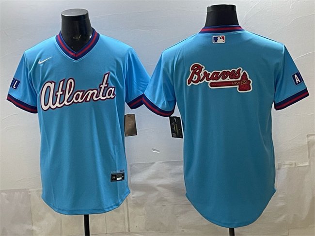 Men's Atlanta Braves Team Big Logo Powder Blue 2026 City Connect Stadium Stitched Baseball Jersey