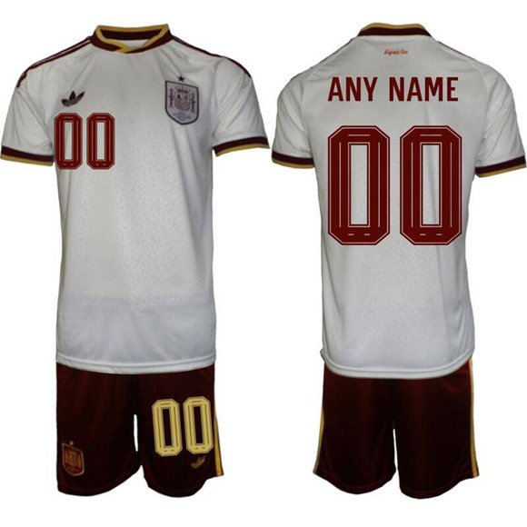 Men's Spain Team Custom White Soccer Jersey Suit
