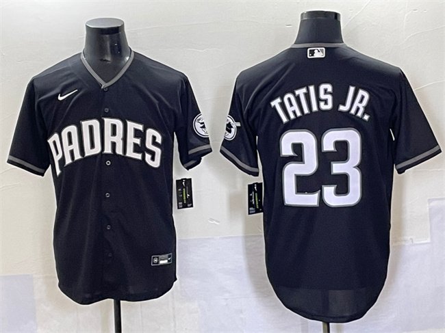 Men's San Diego Padres #23 Fernando Tatis Jr. Black Stitched Baseball Jersey