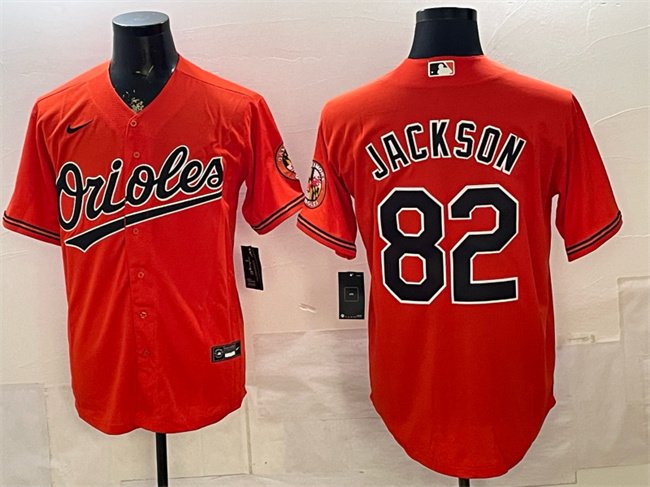 Men's Baltimore Orioles #82 Jeremiah Jackson Orange Cool Base Stitched Baseball Jersey