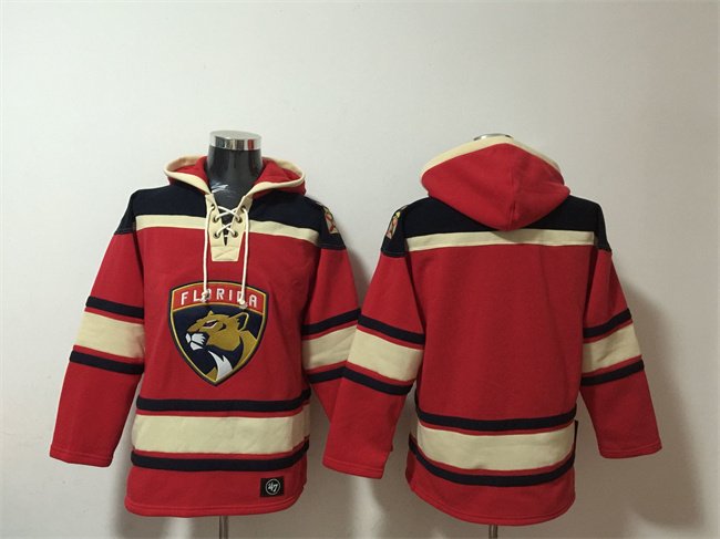 Men's Florida Panthers Blank Red Lace-Up Pullover Hoodie
