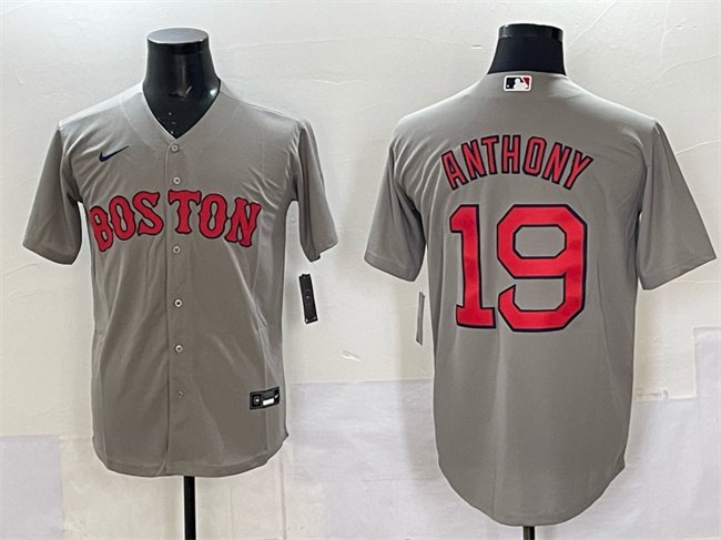 Men's Boston Red Sox #19 Roman Anthony Gray Cool Base Stitched Baseball Jersey
