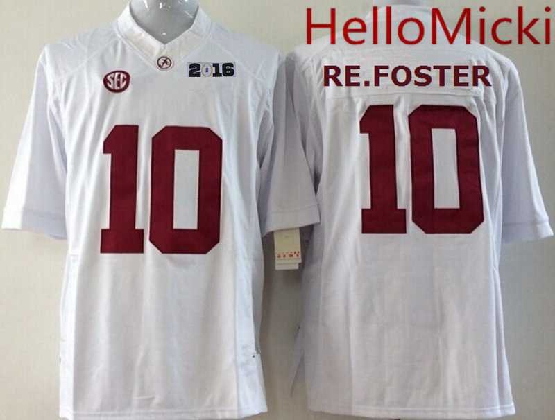 Men's Alabama Crimson Tide #10 Reuben Foster White 2016 BCS College Football Nike Limited Jersey