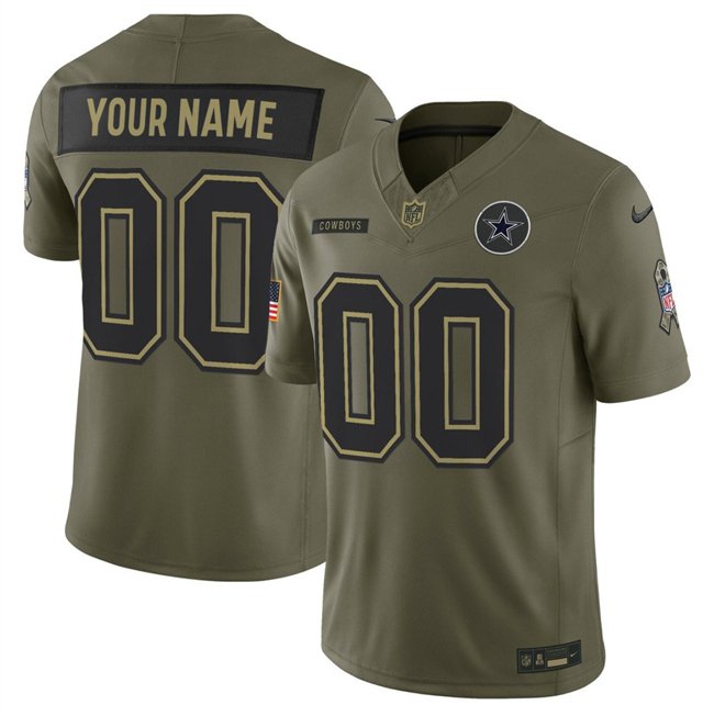 Men's Dallas Cowboys Active Player Custom Olive 2025 F.U.S.E. Salute to Service Limited Football Stitched Jersey