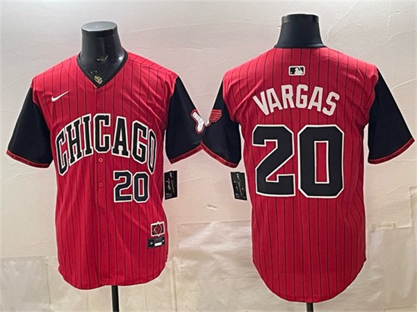 Men's Chicago White Sox #20 Miguel Vargas Red Black 2025 City Connect Limited Stitched Baseball Jersey