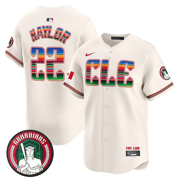 Men's Cleveland Guardians #22 Josh Naylor Cream Mexico Vapor Premier Limited Stitched Baseball Jersey