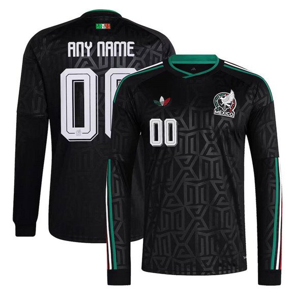 Men's Mexico Custom Black 2026 Long Sleeve Soccer Jersey