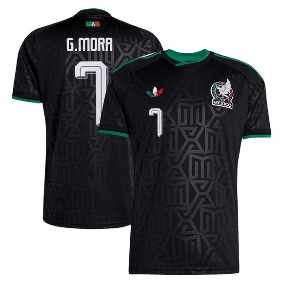 Men's Mexico #7 Gilberto Mora Black 2026 Soccer Jersey Suit