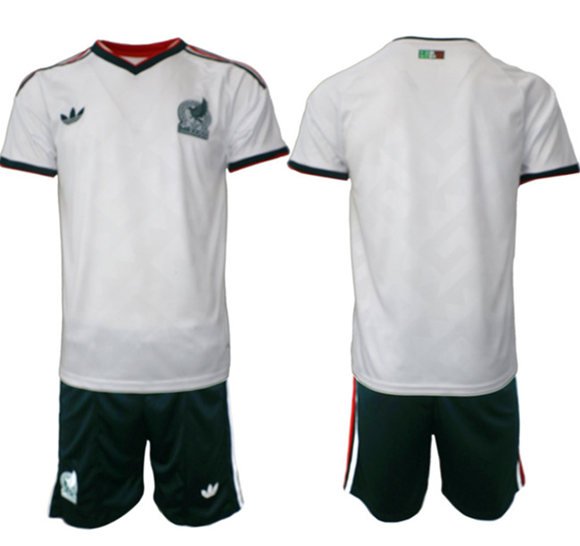 Men's Mexico Blank White Away Soccer Jersey Suit