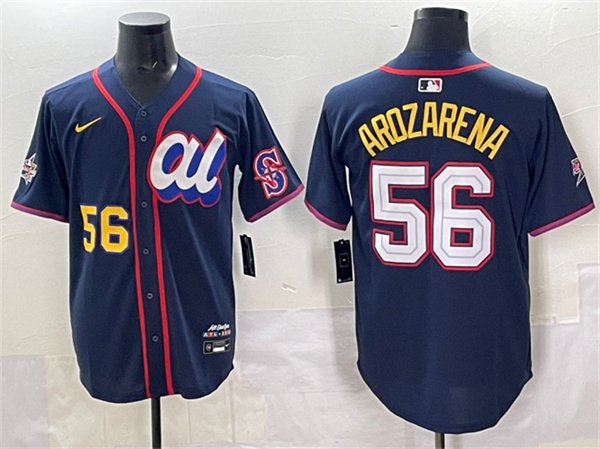 Men's American League #56 Randy Arozarena Navy 2025 All-Star Edition Limited Stitched Baseball Jersey