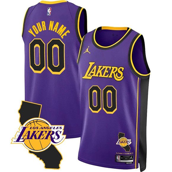Men's Los Angeles Lakers Active Player Custom Purple 2025 California Patch Stitched Basketball Jersey