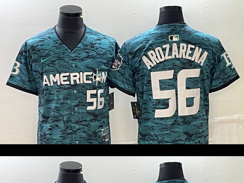Men's Tampa Bay Rays #56 Randy Arozarena Teal 2023 All Star Cool Base Stitched Jersey