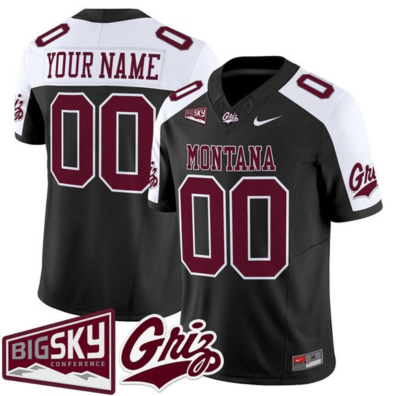Men's Montana Grizzlies Active Player Custom Black Alternate 2025 F.U.S.E. Big Sky Patch Vapor Limited V1 Stitched Football Jersey