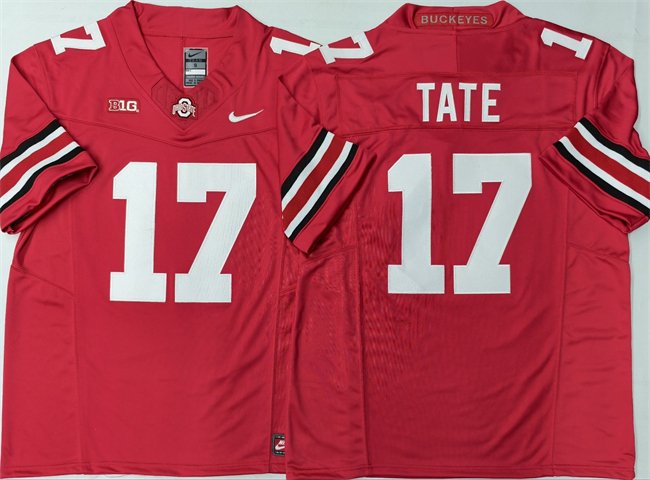 Men's Ohio State Buckeyes #17 Carnell Tate Red 2025 F.U.S.E. Limited Stitched Jersey