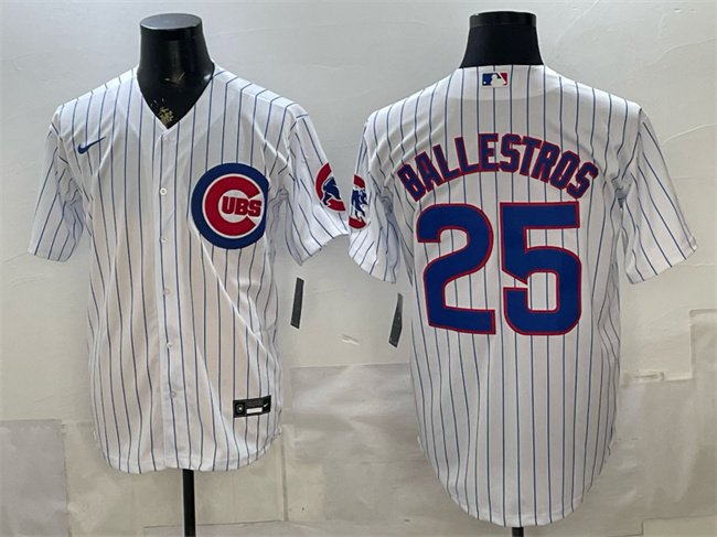 Men's Chicago Cubs #25 Moisés Ballesteros White Cool Base Stitched Baseball Jersey