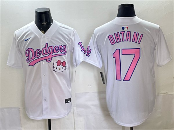 Women's Los Angeles Dodgers #17 Shohei Ohtani White 2025 Hello Kitty Vapor Limited Stitched Baseball Jersey(Run Small)