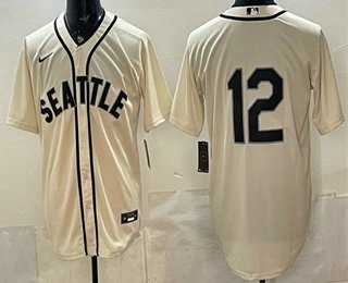 Men's Seattle Mariners #12 Josh Naylor Cream Alternate Stitched Jersey