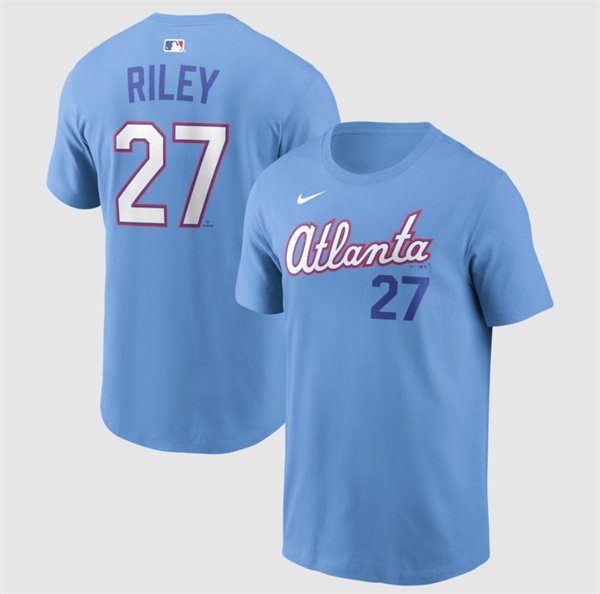 Men's Atlanta Braves #27 Austin Riley Powder Blue 2026 City Connect T-Shirt