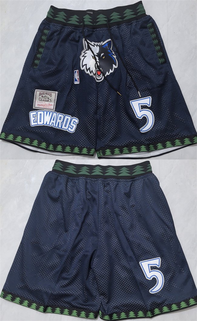 Men's Minnesota Timberwolves #5 Anthony Edwards Black Shorts (Run Small)