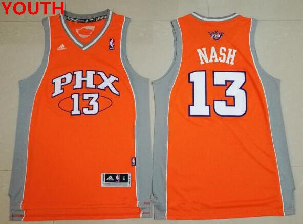 Youth Phoenix Suns #13 Steve Nash Orange Stitched NBA Adidas Revolution 30 Swingman Jersey