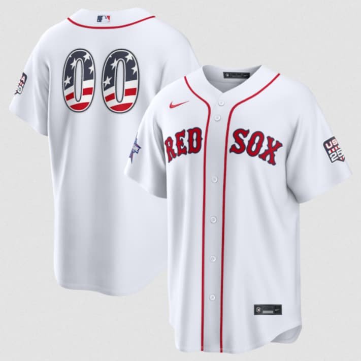Men's Boston Red Sox Active Player Custom White 2026 All-Star Edition Stars & Stripes & USA 250 Fourth of July Home Stadium Stitched Baseball Jersey