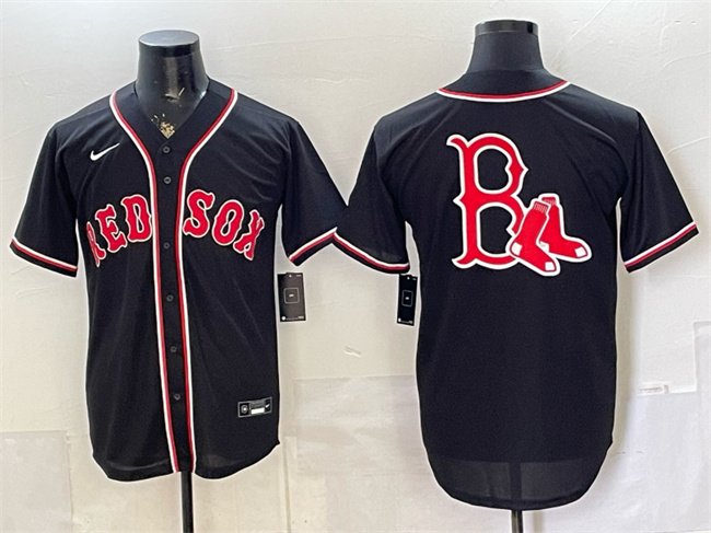 Men's Boston Red Sox Team Big Logo 2026 Fashion Replica Black Out Stitched Baseball Jersey
