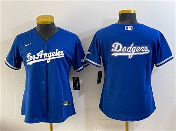 Women's Los Angeles Dodgers Team Big Logo Royal Alternate Stadium Stitched Baseball Jersey(Run Small)