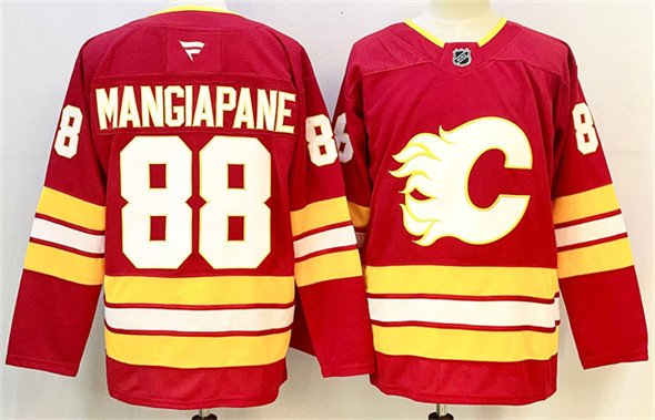 Men's Calgary Flames #88 Andrew Mangiapane Red 2024-25 Home Stitched Hockey Jersey