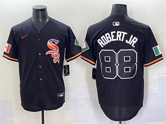 Men's Chicago White Sox #88 Luis Robert Jr. Black Mexico Limited Stitched Baseball Jersey