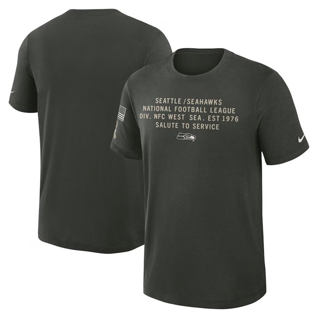 Men's Seattle Seahawks Dark Green 2025 Salute to Service Sideline Slub Dri-FIT T-Shirt